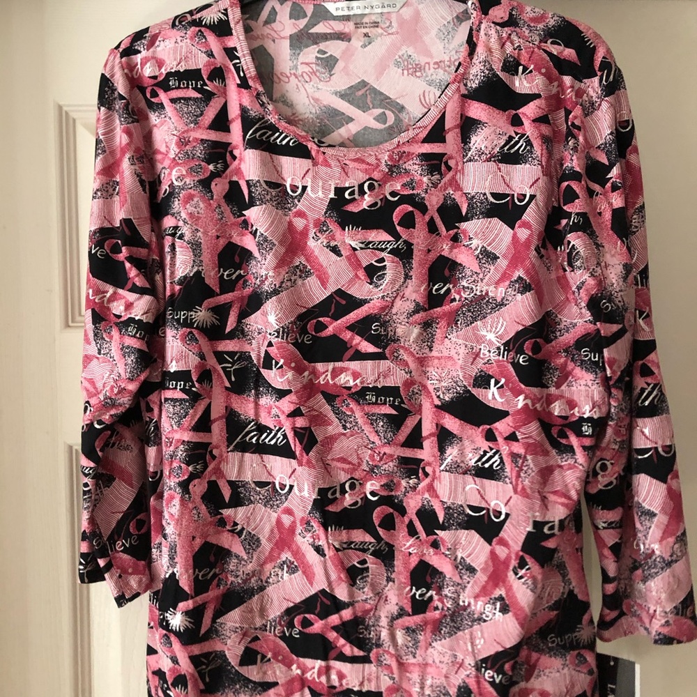 Peter Nygard Pink/Black Cancer Awareness Top - XL